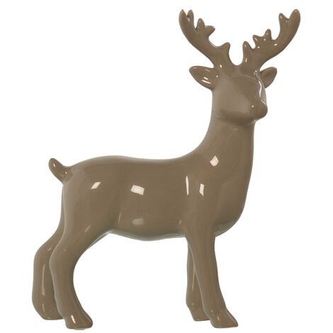 Lot De 2 Statues De Cerfs Assis Et Debout En Résine De Noël