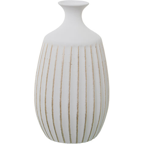 Vase Rainures Céramique 39 Cm Blanc Mat/Or °21X39 Cm (1/3)