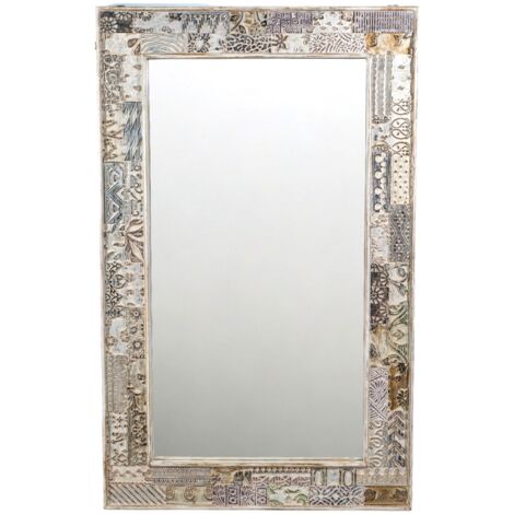 Miroir sculpté à la main 80x50x2,5 cm bois de manguier solide - Miroir Mural - Miroir Décoratif - Miroir Design - Miroir En Bois - Miroir Sculpté