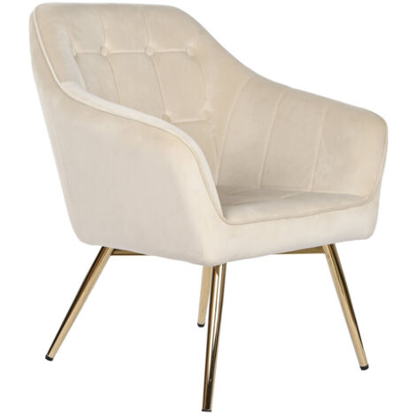 DKD Home Decor Fauteuil Glamour Crème Doré 74x74 cm (1/5)