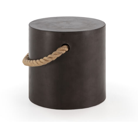Tabouret 40X40X40 avec corde/poignée en ciment noir (1/4)