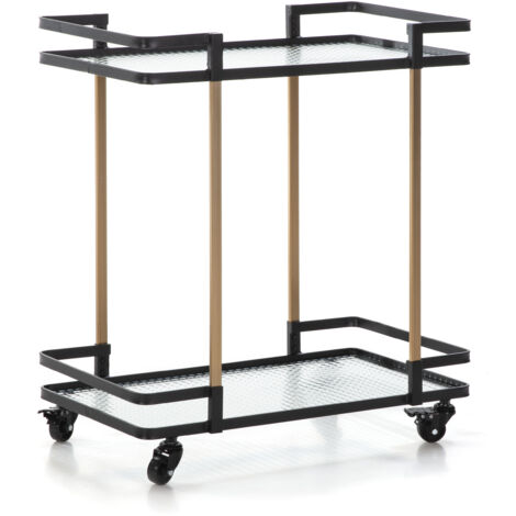 Serveuse 68x40x78 Cristal/Métal Or/Noir (1/3)