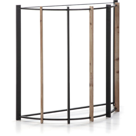 Console 81x28x77 Verre/Bois naturel/Métal noir (1/5)