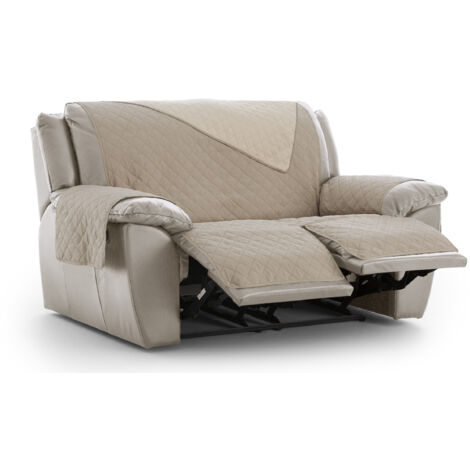 Fijalo – Housse de canapé relax matelassée réversible 2 places – 100 % polyester – Couleur beige – Lavable à 30°C pour entretien facile