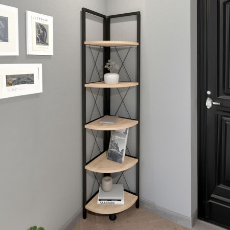 Bibliothèque étagère De Rangement à 7 Niveaux Cadre En Acier Style Industriel 83 X 34 X 180 Cm Chene 90955049
