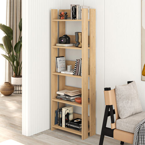 Bibliothèque avec 5 étagères. Couleur Safir. (Hauteur 155 cm/Largeur 57 cm/Profondeur 25 cm)