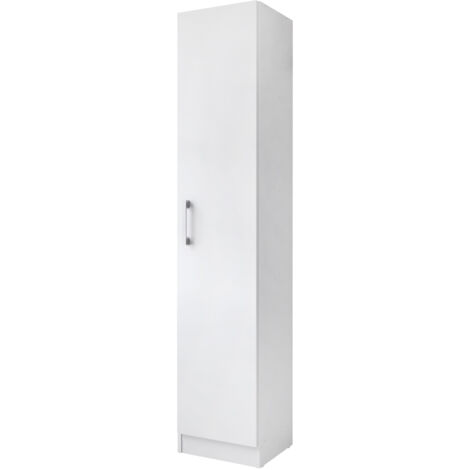 Fijalo – Armoire à balais avec porte réversible – Dimensions 170x35x32 cm – Panneaux de particules 15 mm – Charnières métalliques – Crochets inclus