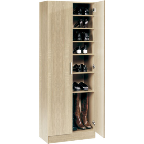 Fijalo – Meuble à chaussures 2 portes – 7 espaces pour 21 paires – Dimensions 171x60x35 cm – Panneau de particules MDP mélaminé (1/3)