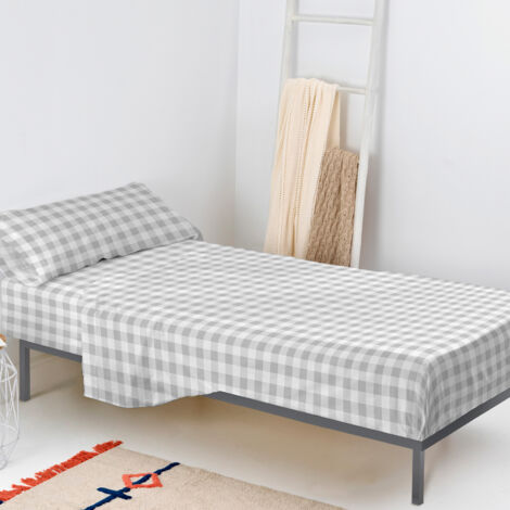 Vichy Parure de draps 2 pièces 160x270 cm (lit 80/90) Gris (1/5)