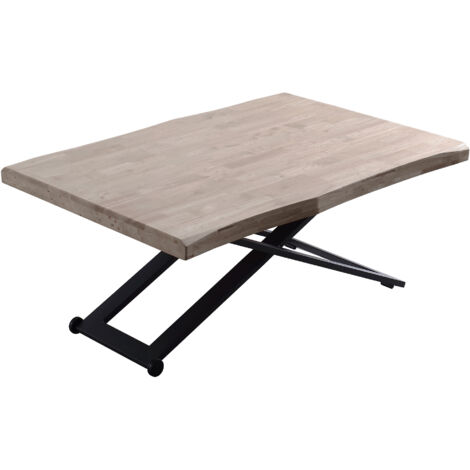 Table basse élévatrice Zoe en chêne miel / plateau en forme noire. (1/4)