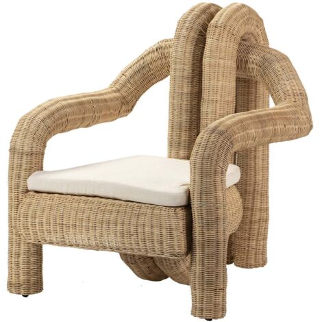 Fauteuil en rotin textile naturel 94 x 84 x 97 cm