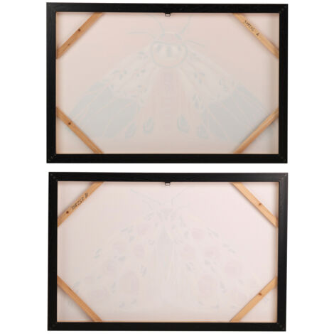 Lot de 2 tableaux papillons avec cadre noir 90x4x60 cm - 2