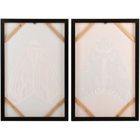 Lot de 2 tableaux papillons avec cadre noir 60x4x90 cm - 2