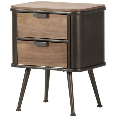 Table en bois et métal marron et noir 50 x 40 x 63 cm (1/2)
