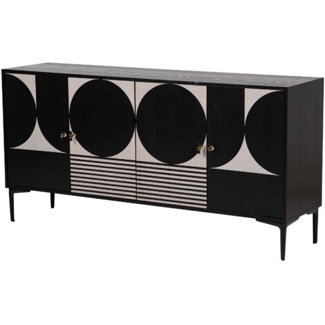 Buffet MDF Métal Noir Blanc 160X40X80 Cm (1/2)