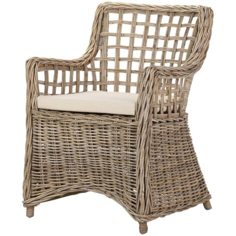 Fauteuil en rotin marron avec coussin 64 x 62 x 87 cm (1/2)