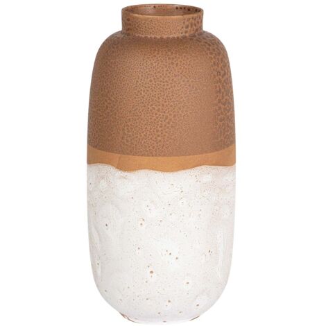 Vase en céramique marron et blanc 24 x 24 x 50 cm (1/2)