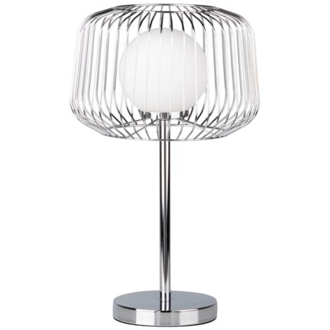 Lampe de table en métal argenté blanc 32 x 32 x 52 cm (1/2)