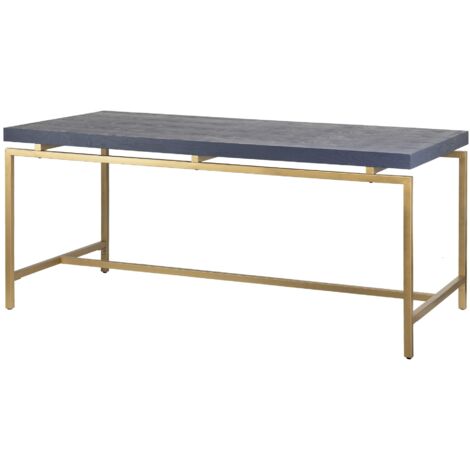 Table à manger en bois et métal bleu doré 180 x 90 x 80 cm (1/2)