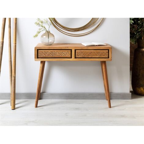 Console en acacia nori/rotin 90 x 30 x 78 cm. 90 x 30 x 78 cm (1/3)