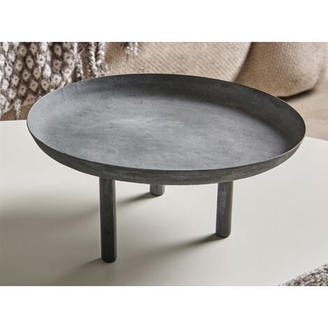 Centre de table rond en métal à 3 pieds, gris délavé, 37 x 15 cm (1/3)