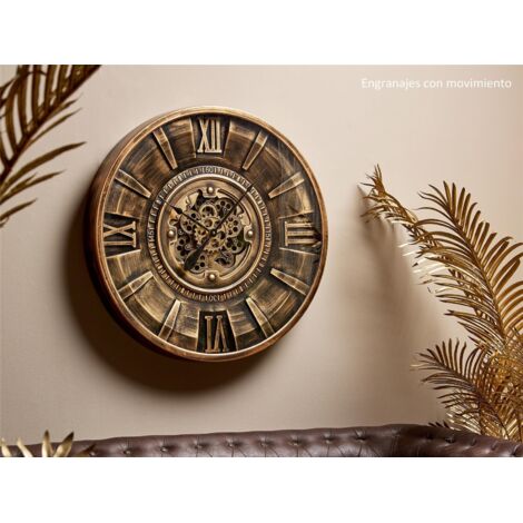 Mécanisme d'horloge murale en bronze antique 80 cm de profondeur 80 x 10 cm (1/3)