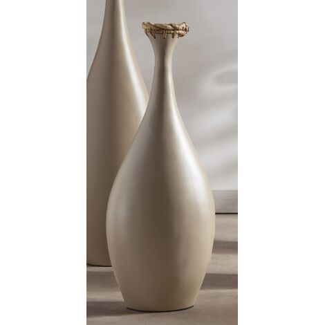 Vase en bambou couleur taupe avec tresse en jacinthe d'eau, 73 cm. 28 x 20 x 73 cm.