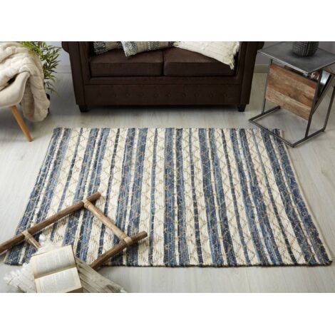 Tapis Décoré Pompon Bordure Crochet Bleu 130x190 Cms. 130x1x190 Cms. (1/5)
