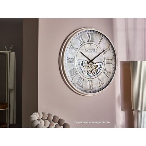 Mécanisme d'horloge murale « Antiquités » en fer blanc gris, 102 cm de profondeur, 102 x 10 cm (1/3)