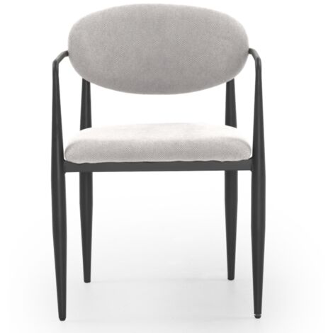 Ensemble de 4 fauteuils rembourrés en chenille avec pieds en métal noir (1/5)
