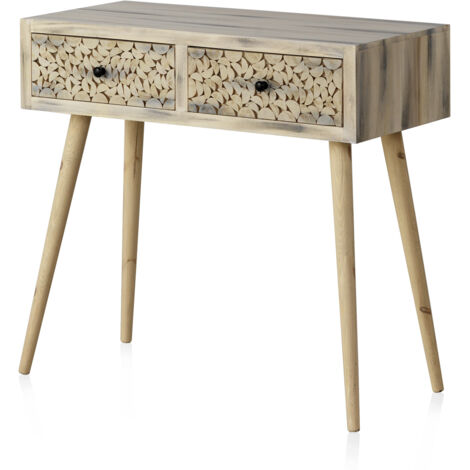 Console en bois de peuplier naturel avec pieds en pin massif (1/5)