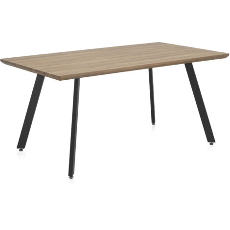 Table en mélamine imitation bois avec pieds en métal, 160 x 90 x 75 cm (1/4)