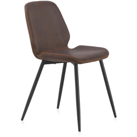 Fauteuil rembourré marron avec pieds en métal noir, lot de 2 (1/5)