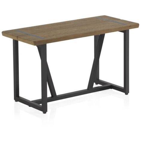 Petit banc en métal avec assise en bois (1/5)