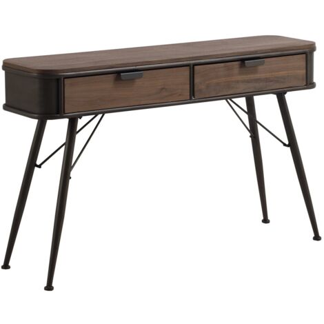 Console en métal avec plateau et 2 tiroirs en bois (1/5)