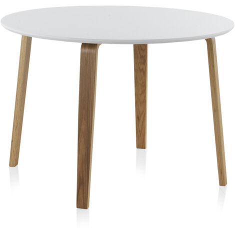 Table de salle à manger ronde en bois blanc, diamètre 110 cm (1/3)