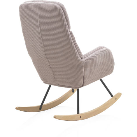Fauteuil à bascule capitonné lavande avec pieds en métal et traîneau en bois de hêtre (1/5)