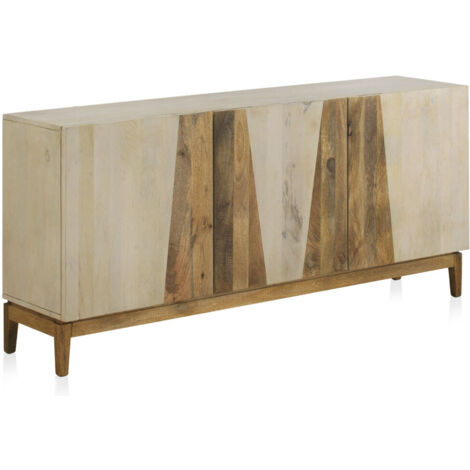 Buffet en bois de manguier blanc avec pieds en bois de manguier naturel (1/5)