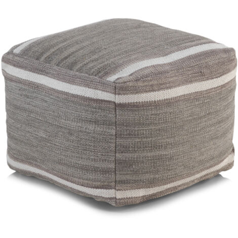 Pouf en coton gris 45 x 45 x 35 cm (1/4)