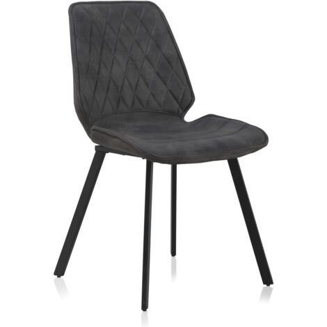 Fauteuil rembourré gris foncé avec pieds en métal noir, lot de 2 (1/5)