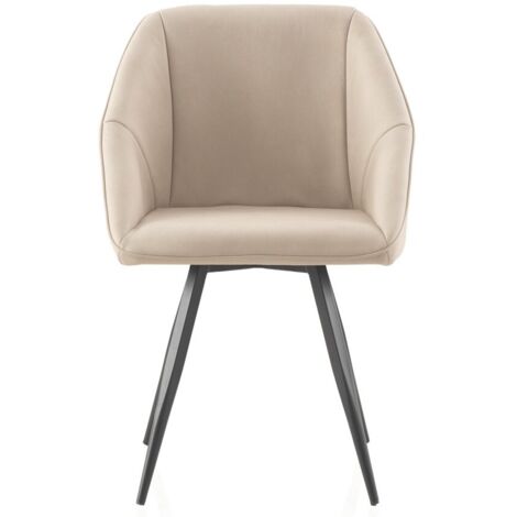 Lot de 4 fauteuils rembourrés beiges avec pieds en métal noir (1/5)
