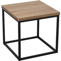 Table d'angle en bois pieds en métal, planche : Dm+Mélamine+Pvc 50X50X50 Cm