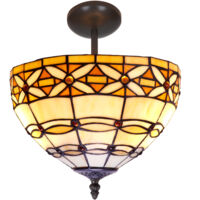 Plafonnier bas Tiffany moyen diamètre 30cm Série Ivoire