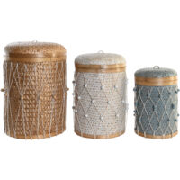 DKD Home Decor Set de paniers coton bambou Boho multicolore