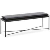 Banc 132x33x48 Similicuir Noir/Métal Noir