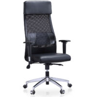 Fauteuil Pivotant Airflow Simili Cuir / Maille Respirante Noire.