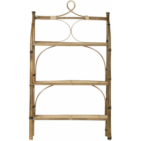 Bambus Rattan -Wandregal 62x15x103 3 EST, Bambus Ratan mehrfarbig Farbmaterial Familienregale und Regale Details