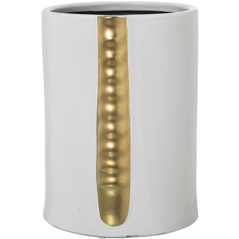 Goldene Keramikvase (groß) - Runde Doughnut-Form, Metallisch Glänzend, Moderne Wohnzimmer-Deko