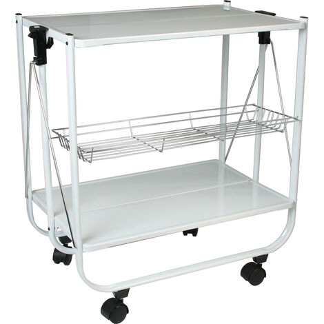 White Metal Folding Server 68x40x70cmpour alle Stile, um dem Zuhause eine Note zu verleihen (1/2)