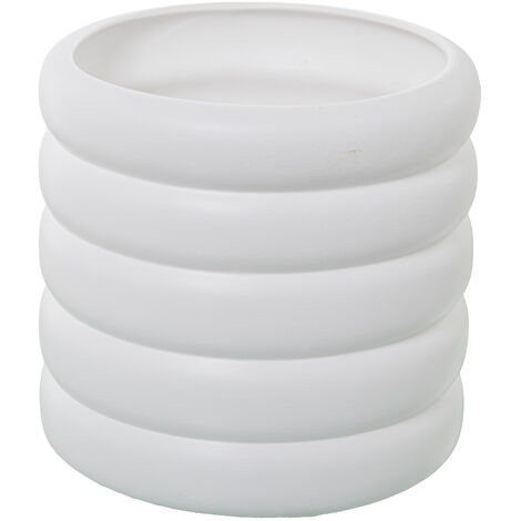 MAT White Welled Ceramic Pflanzer  ° 25x24cmpour alle Stile, um dem Haus eine Note zu verleihen (1/3)